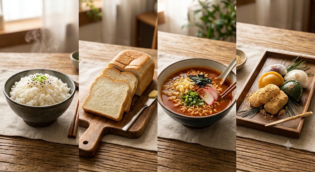 밥, 식빵, 라면, 떡 — 우리가 가장 자주 먹는 네 가지 탄수화물